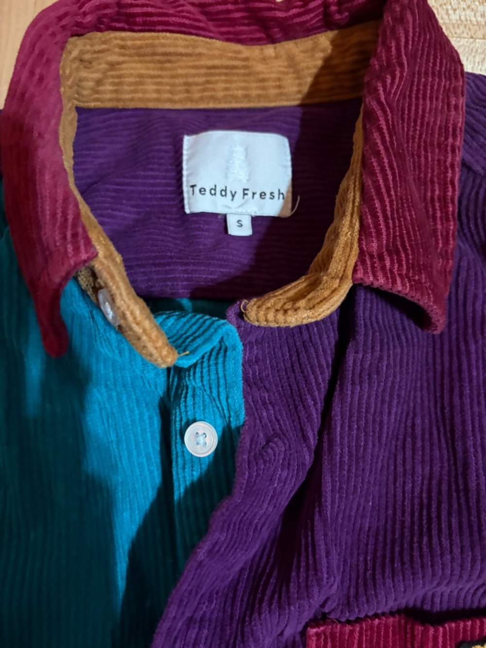 Teddy Fresh Teal, Purple, Burgundy & Mustard Corduroy Button-Up - Picture 3 of 5